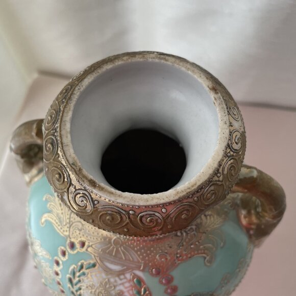 Vintage Nippon Double Handle Hand Painted Flower Vase Urn - Picture 6 of 7